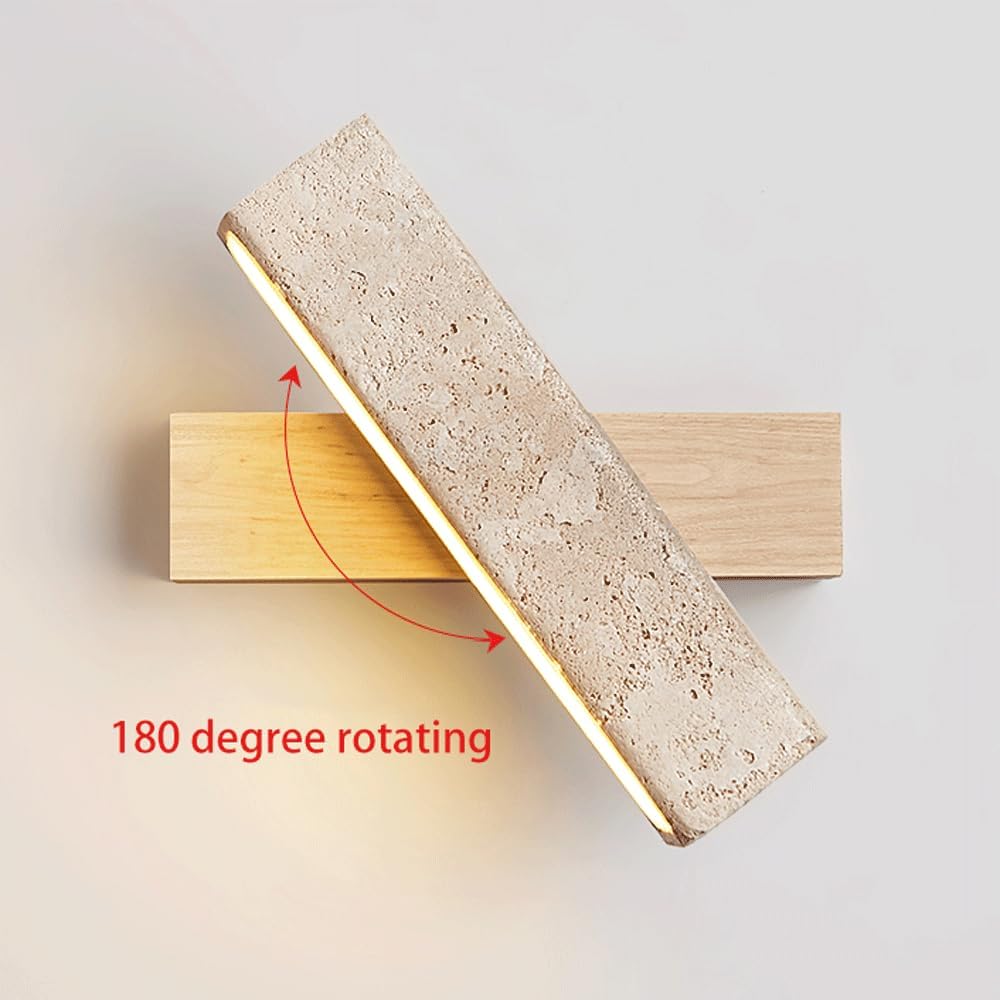 Zaid Travertine & Wood Adjustable Wall Lamp | Wood or Walnut