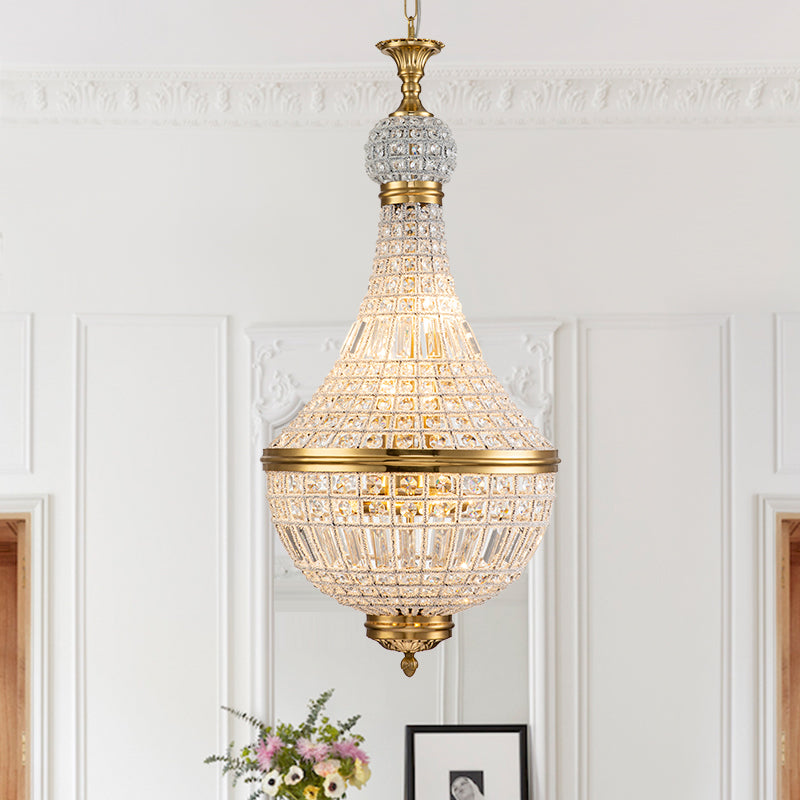 6-Light Gold Faceted Crystal Empire Chandelier