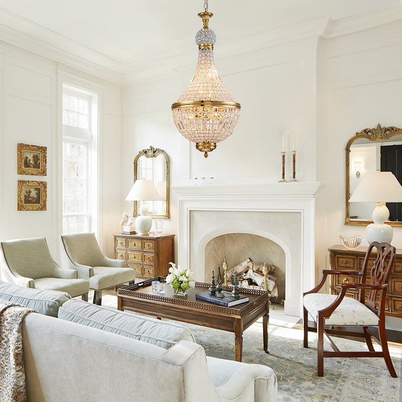 6-Light Gold Faceted Crystal Empire Chandelier
