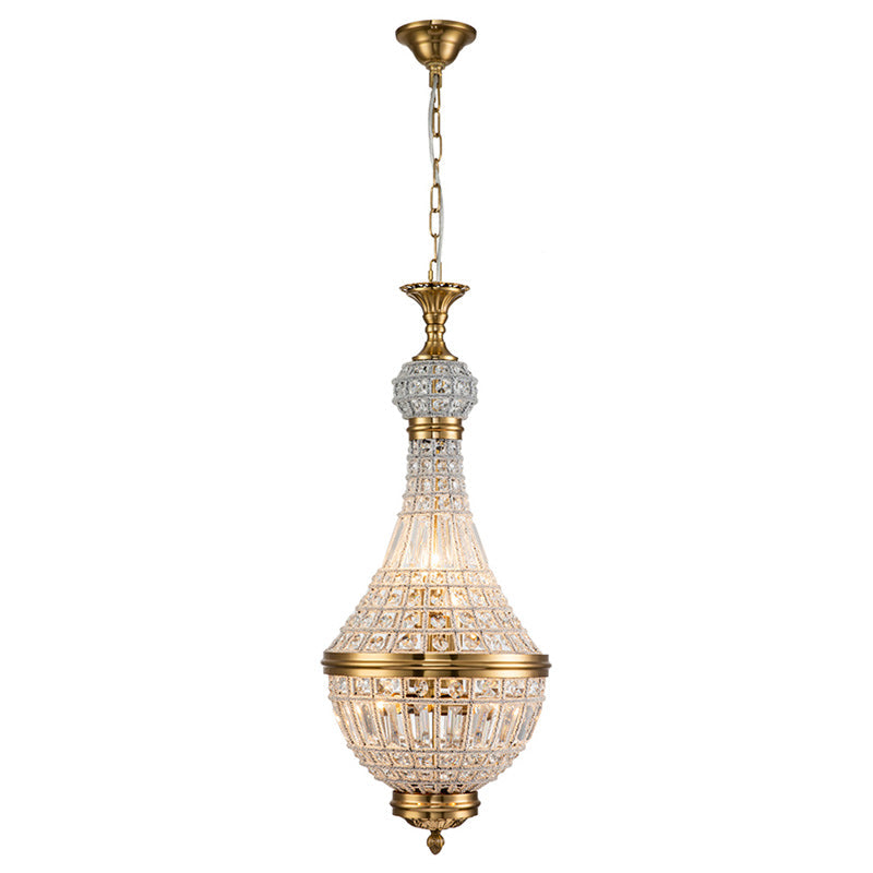 6-Light Gold Faceted Crystal Empire Chandelier
