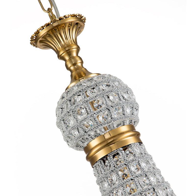6-Light Gold Faceted Crystal Empire Chandelier