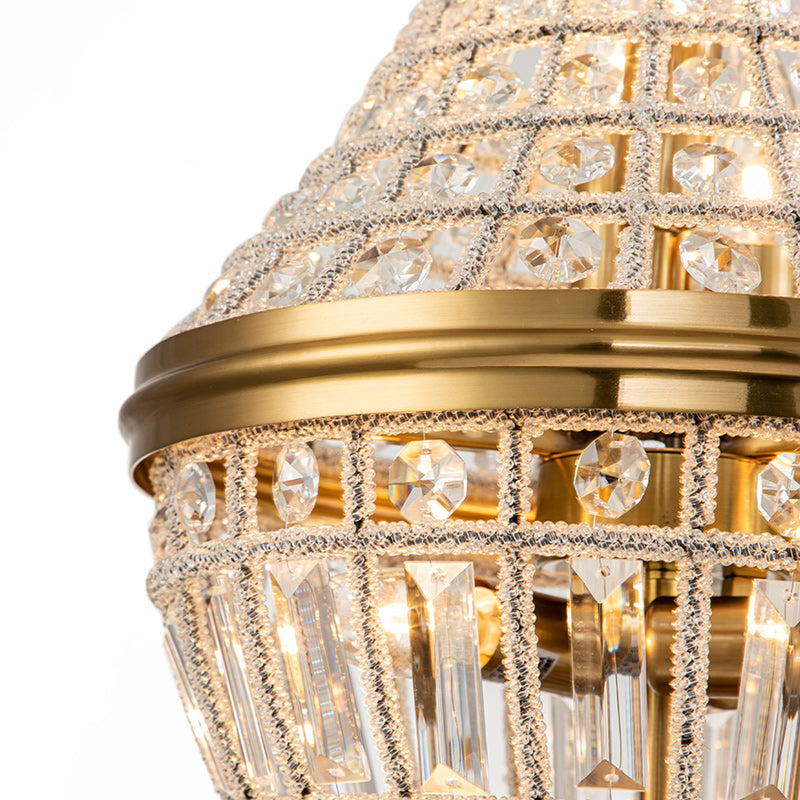 6-Light Gold Faceted Crystal Empire Chandelier