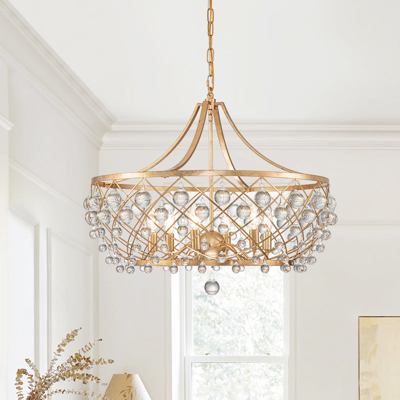 6-Light Gold Crystal Ball Chandelier