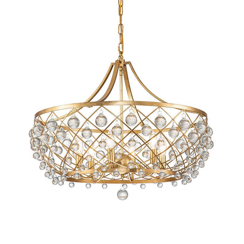 6-Light Gold Crystal Ball Chandelier