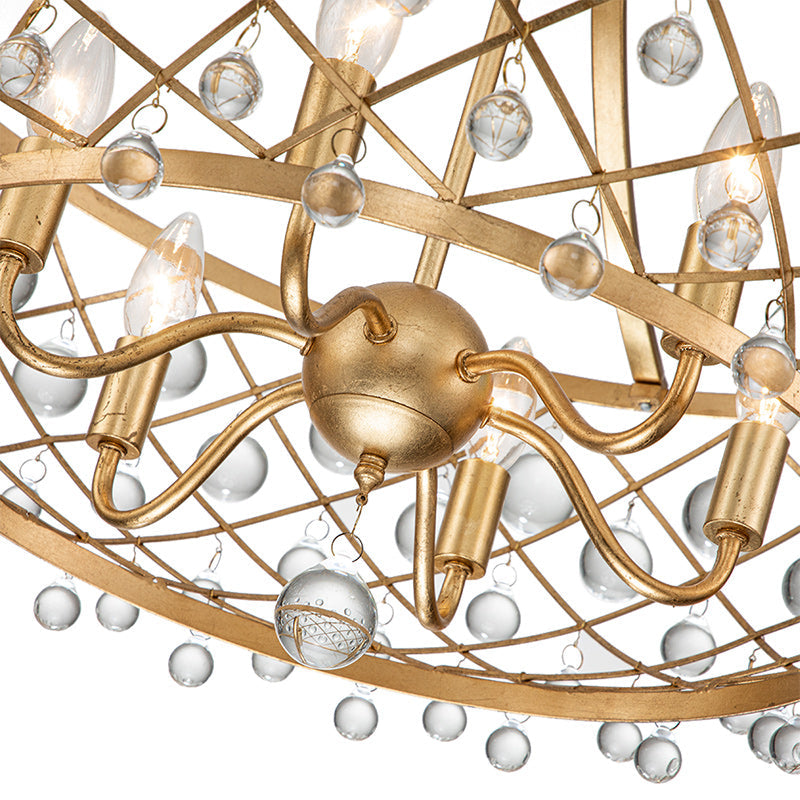 6-Light Gold Crystal Ball Chandelier