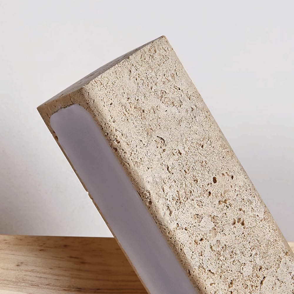 Zaid Travertine & Wood Adjustable Wall Lamp | Wood or Walnut