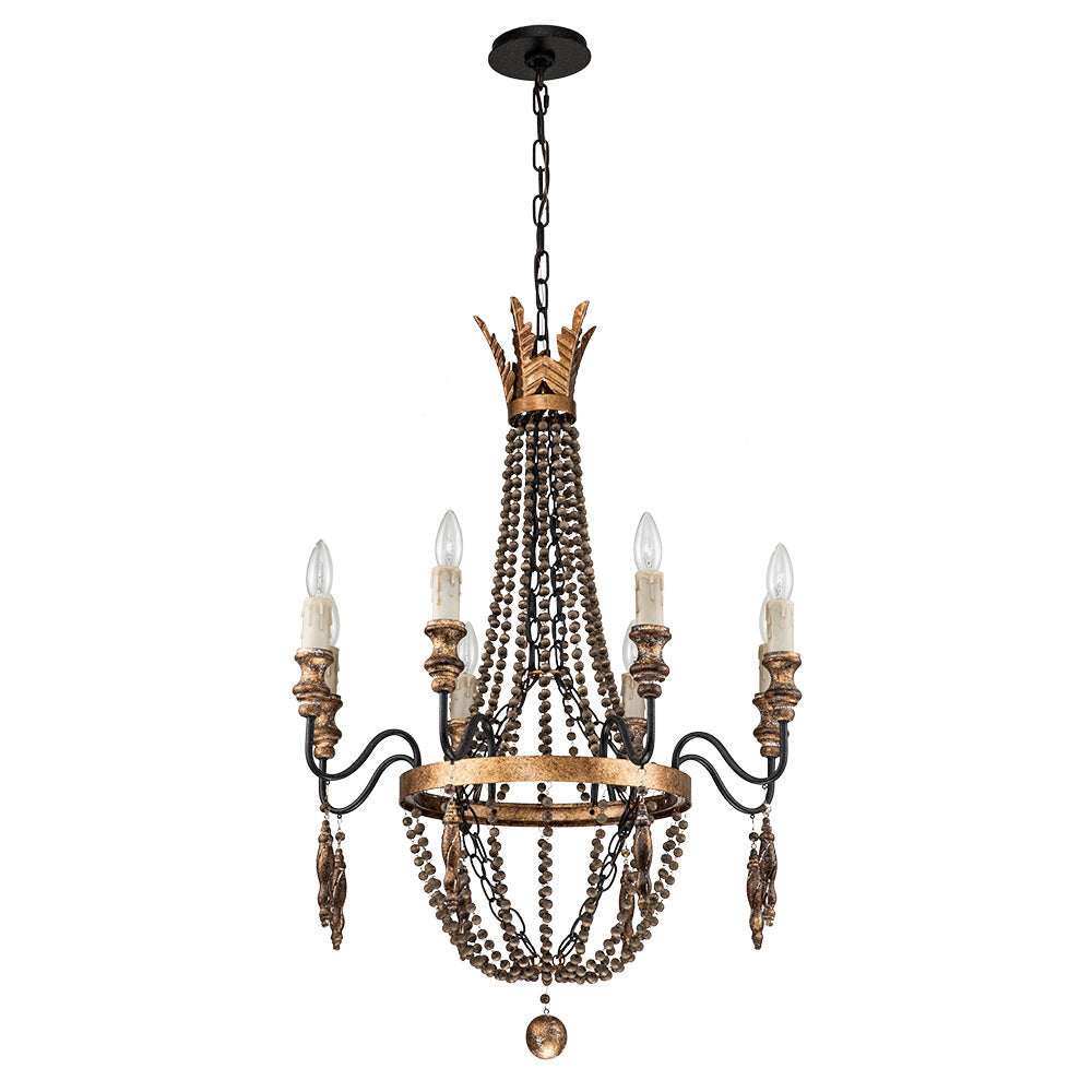 8-Light Rusty Beaded Empire Chandelier