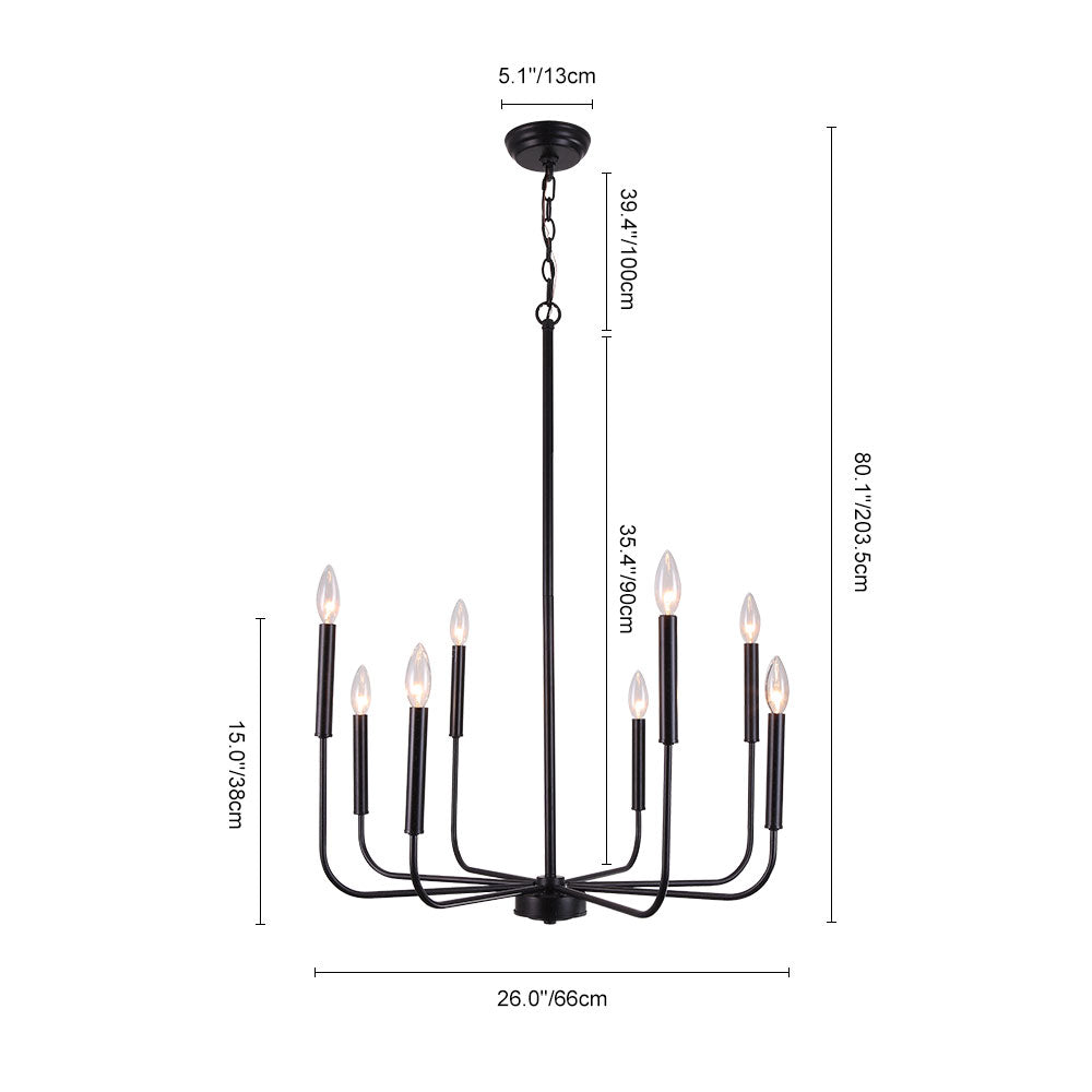 8-Light Candle Style Metal Chandelier