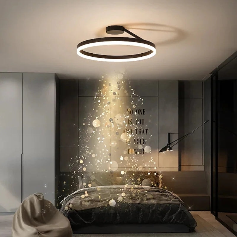 Arisha Modern Circle Flush Mount Ceiling Light, Metal & Acrylic | Black or White