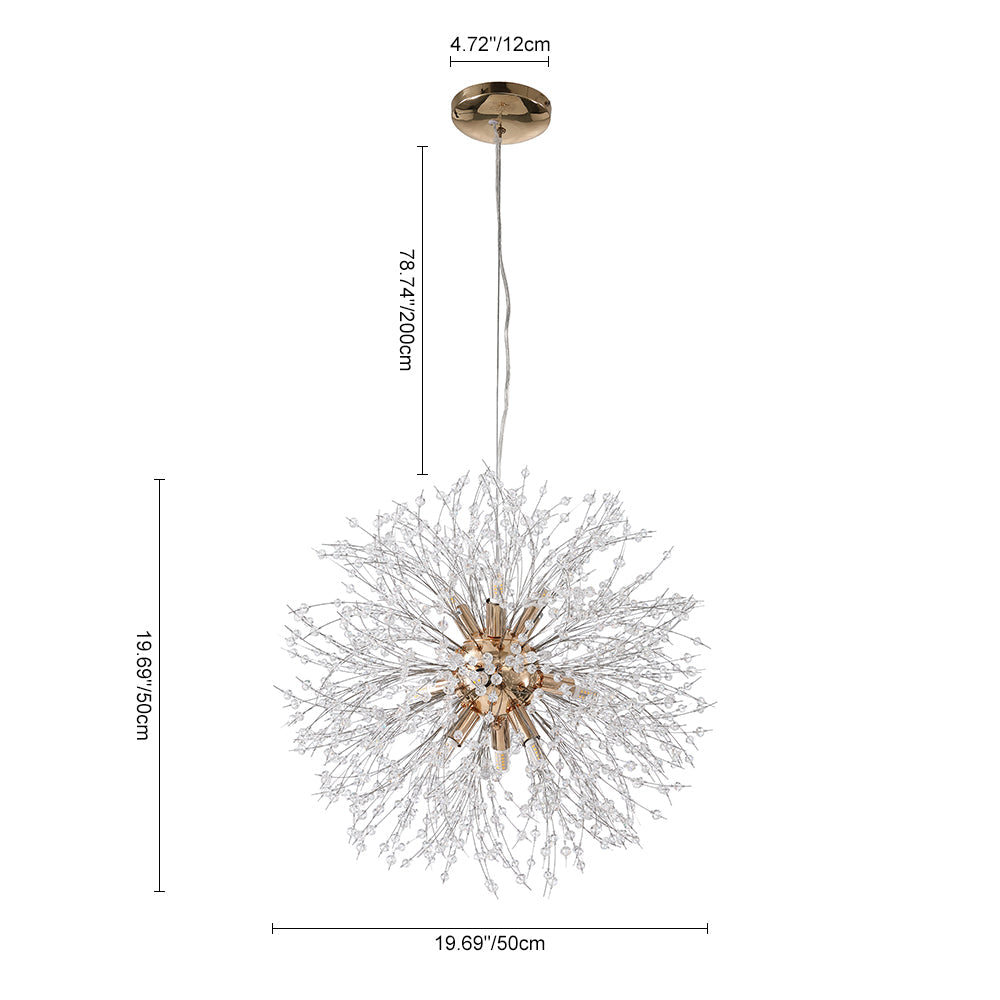 9-Light Firework Crystal Modern Unique Sputnik Light