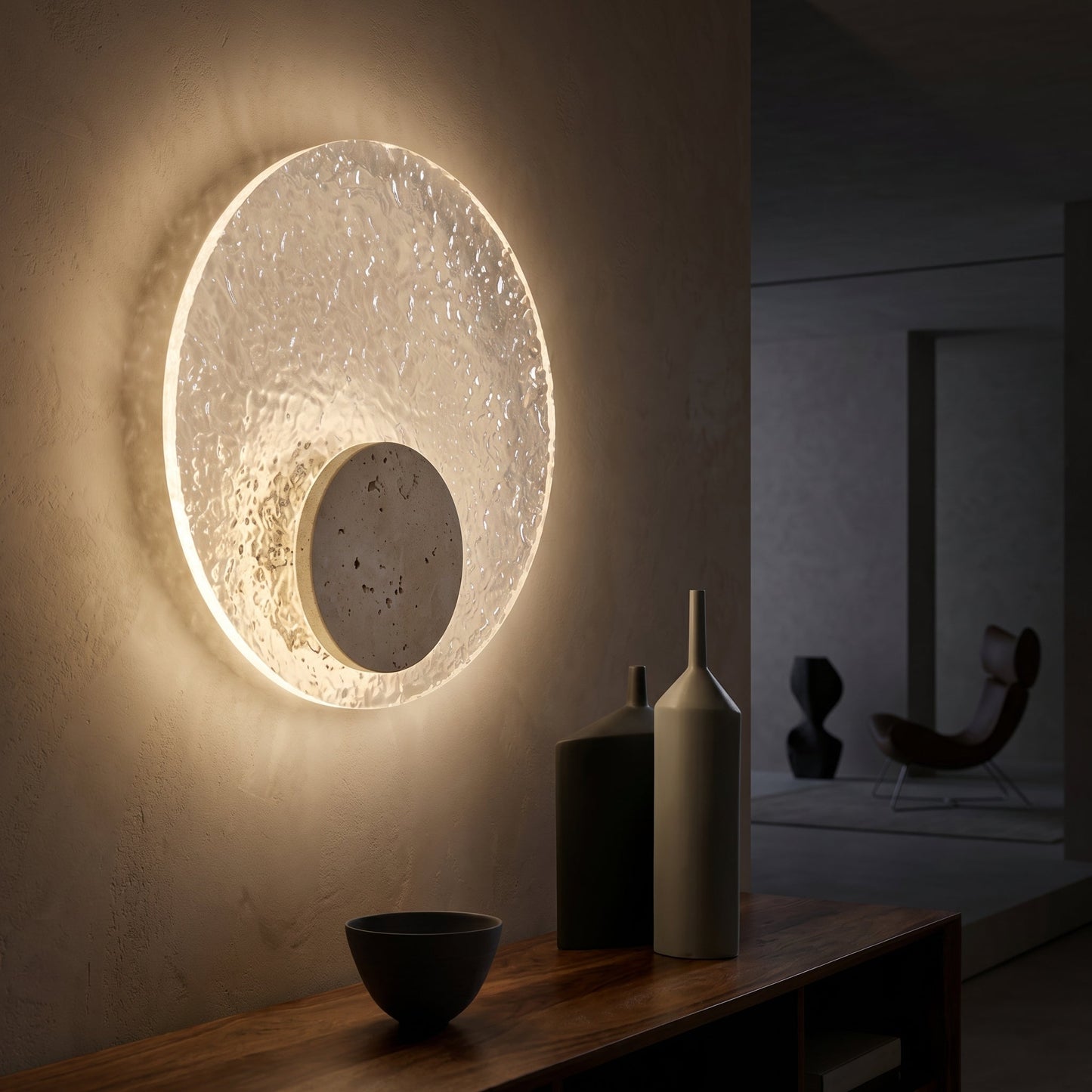 Acrylic Travertine Wall Light | Modern Sconce Light with Soft LED Glow | Minimalist Fixture for Cozy Ambiance 2