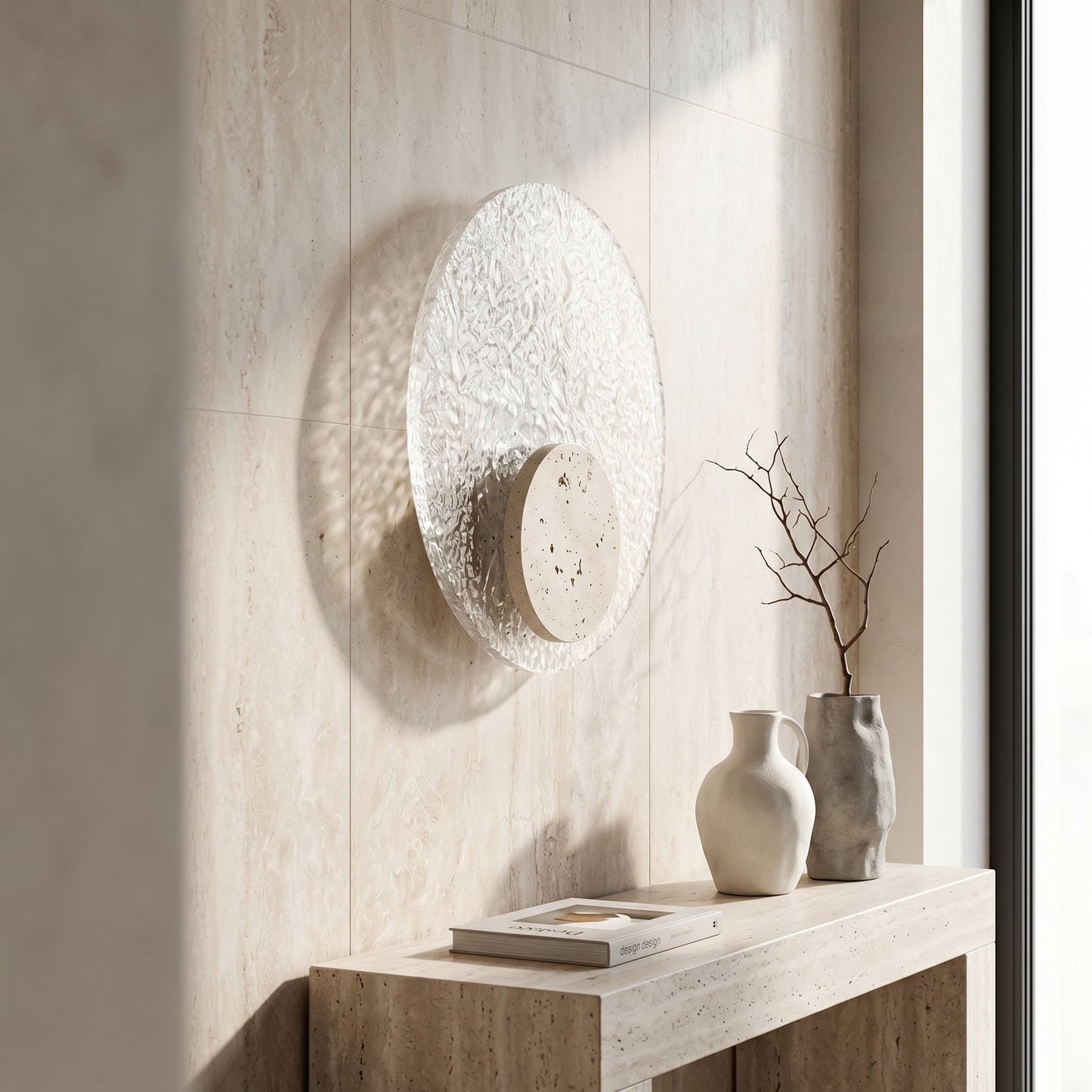 Acrylic Travertine Wall Light | Modern Sconce Light with Soft LED Glow | Minimalist Fixture for Cozy Ambiance 4