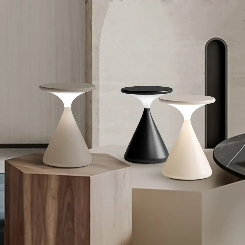 Aeron | Cordless Hourglass Table Lamp with Adjustable Brightness | Modern Design for Versatile Lighting 1