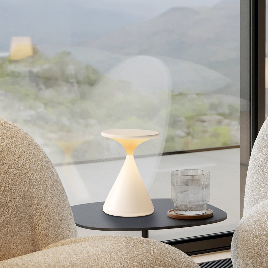 Aeron | Cordless Hourglass Table Lamp with Adjustable Brightness | Modern Design for Versatile Lighting 5