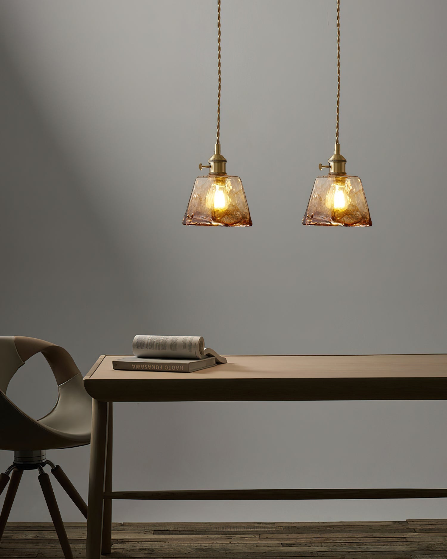 Amberlyn | Vintage Amber Glass Pendant Light with Adjustable Height | Elegant Illumination for Any Space 7