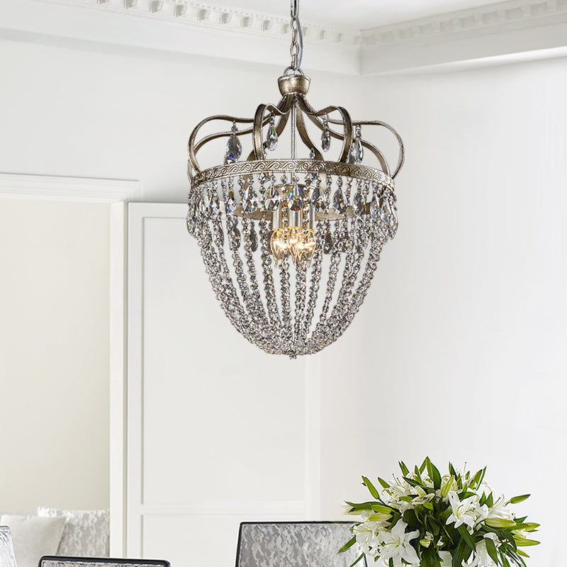 5-Light Silver Crystal Crown Chandelier