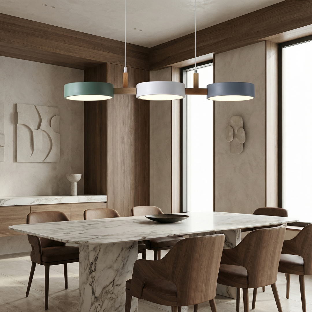 Architectural Pendant Light | Modern Multi-Light Design with Wood Accents | Stylish Illumination for Kitchen and Dining Spaces 2