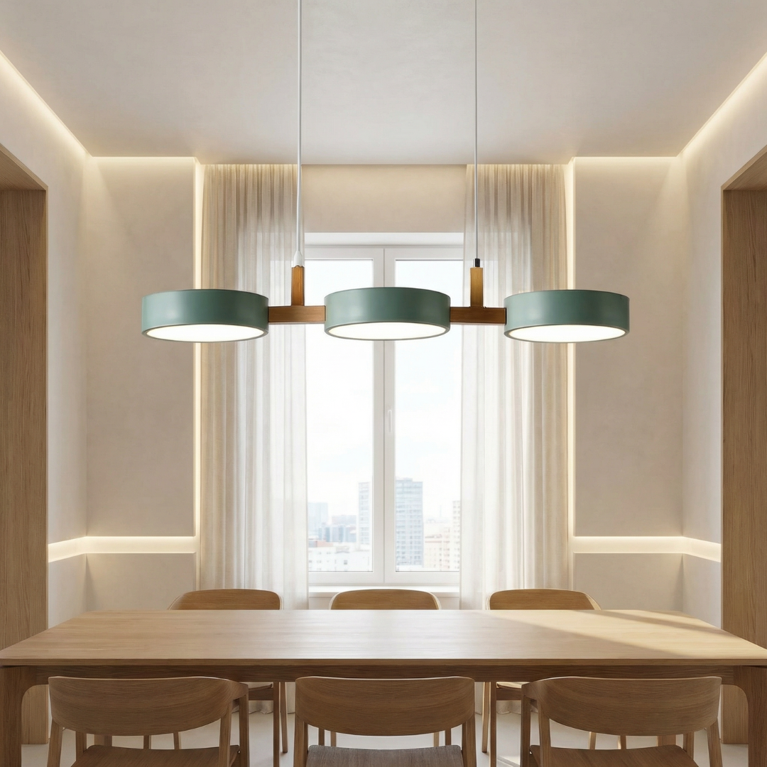 Architectural Pendant Light | Modern Multi-Light Design with Wood Accents | Stylish Illumination for Kitchen and Dining Spaces 3