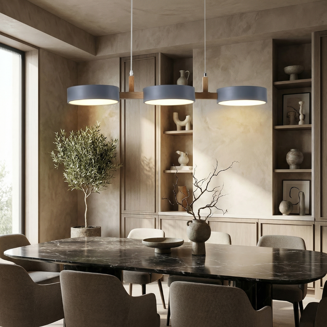 Architectural Pendant Light | Modern Multi-Light Design with Wood Accents | Stylish Illumination for Kitchen and Dining Spaces 4