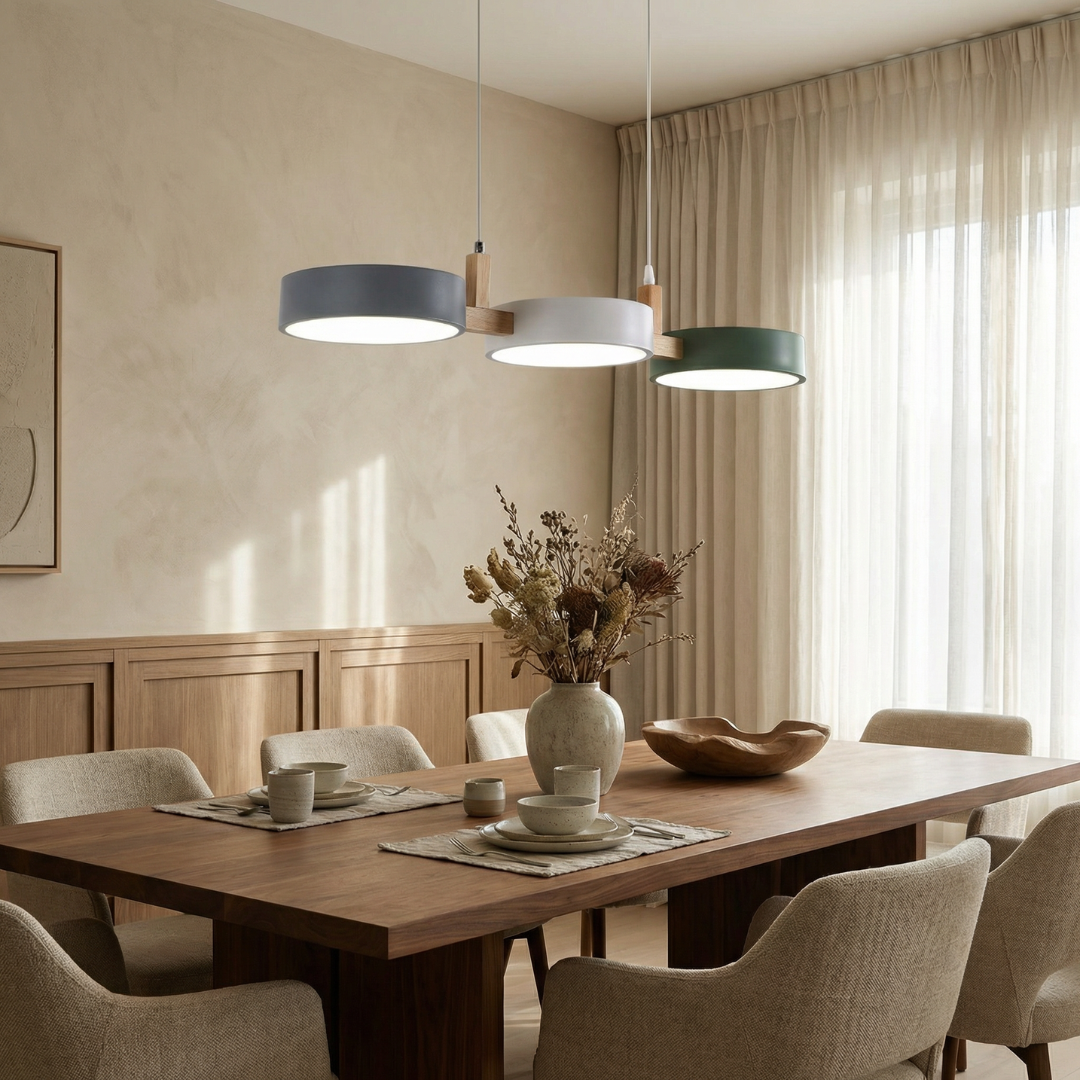 Architectural Pendant Light | Modern Multi-Light Design with Wood Accents | Stylish Illumination for Kitchen and Dining Spaces 5