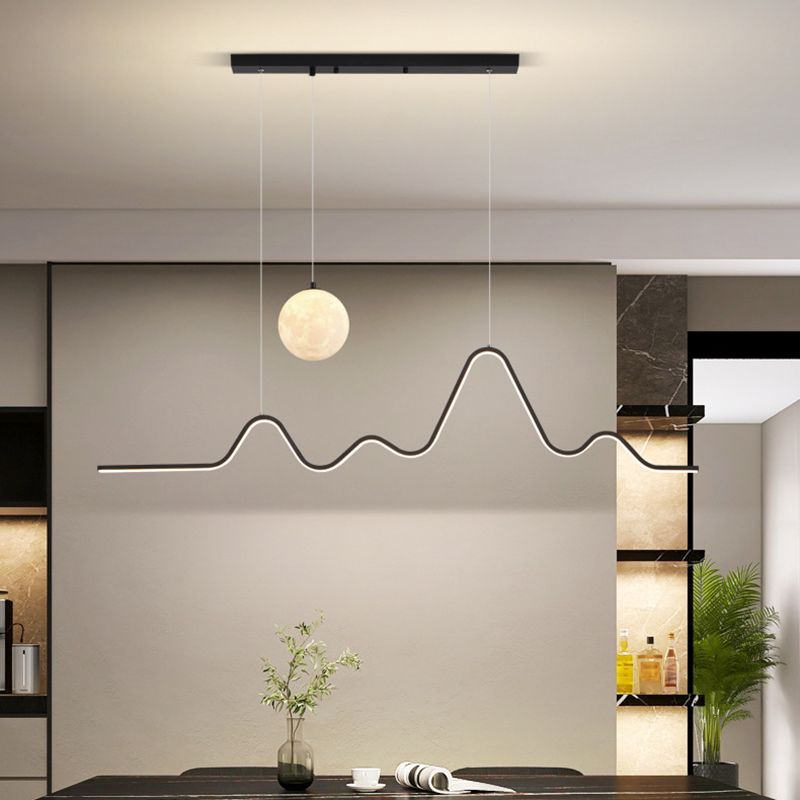 Arisha Wavy Pendant Light | Black/White/Gold | Dimmable