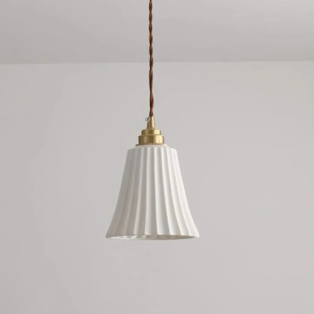 Arisha Trumpet Brass & Ceramic Pendant Light | G9