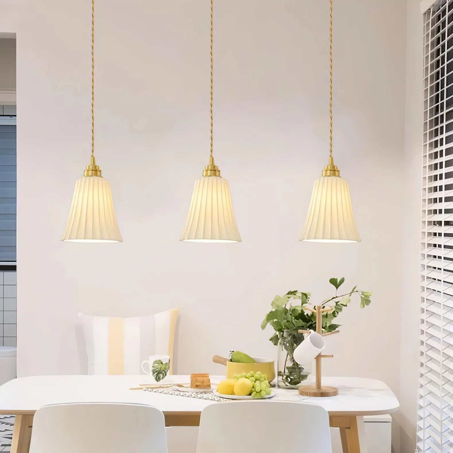 Arisha Trumpet Brass & Ceramic Pendant Light | G9