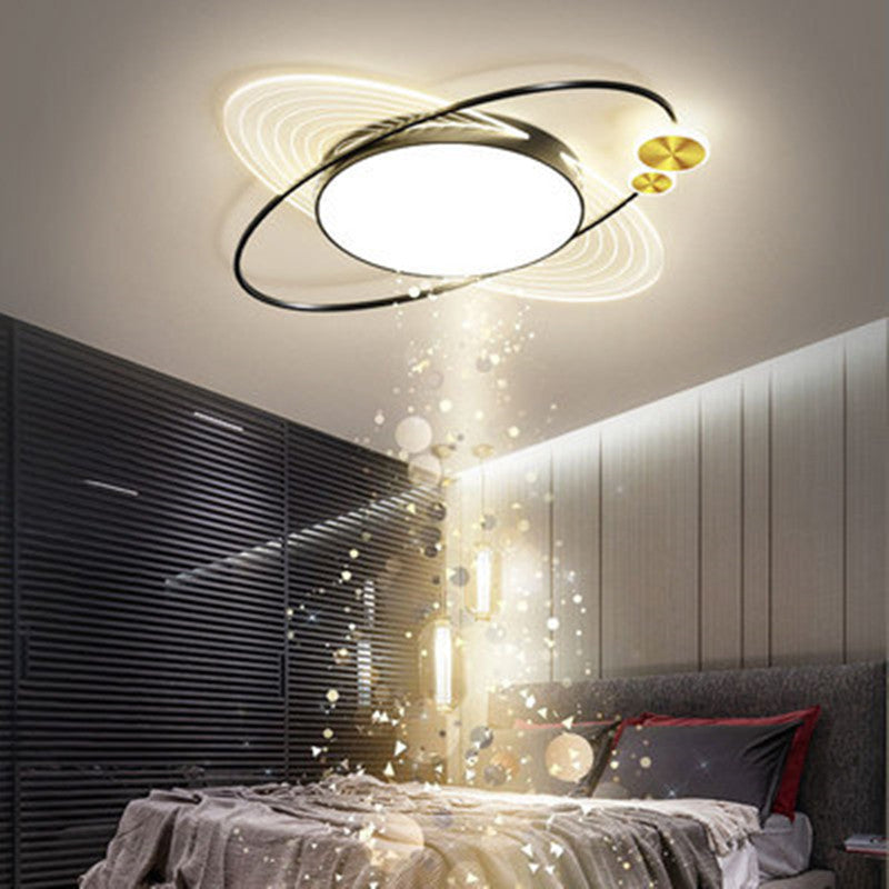 Arisha Circle LED Flush Mount Ceiling Light, Metal & Acrylic, 22.8x22.8in | Black or Gold | White or Dimmable