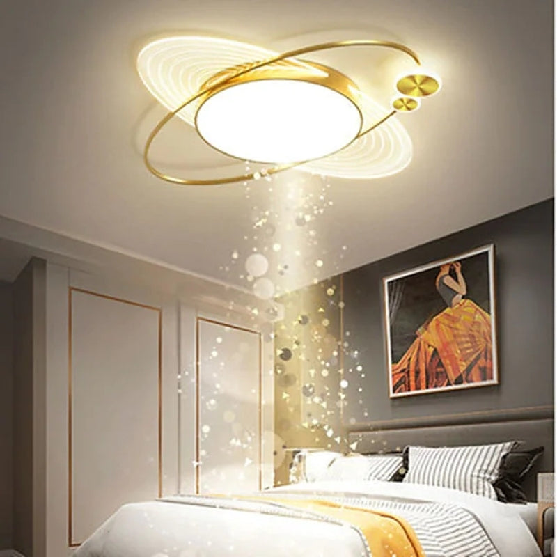 Arisha Circle LED Flush Mount Ceiling Light, Metal & Acrylic, 22.8x22.8in | Black or Gold | White or Dimmable