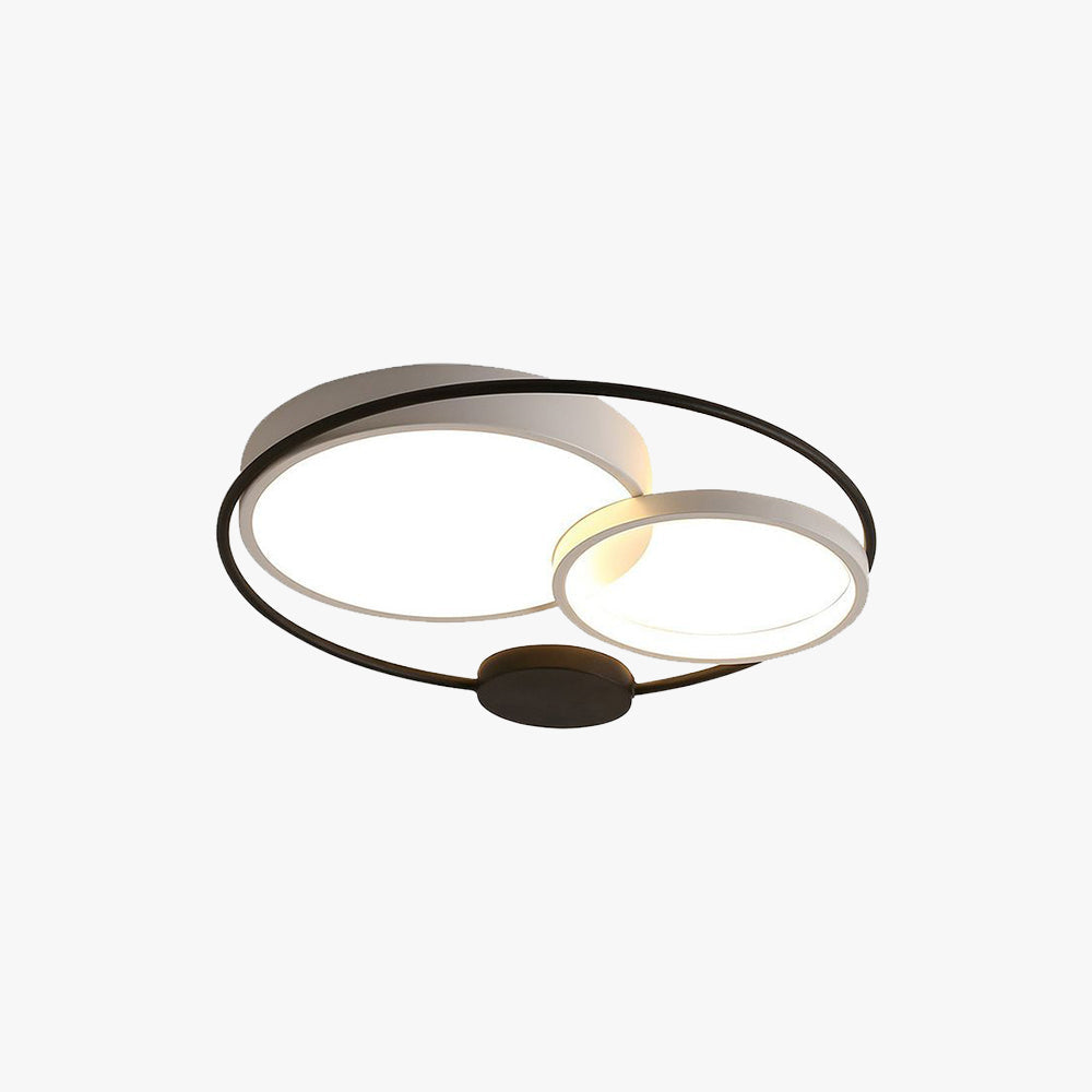 Arisha Circular LED Flush Mount Ceiling Light, Acrylic, 15.7-23.6in | Black-White or Grey | 3-Color or Dimmable