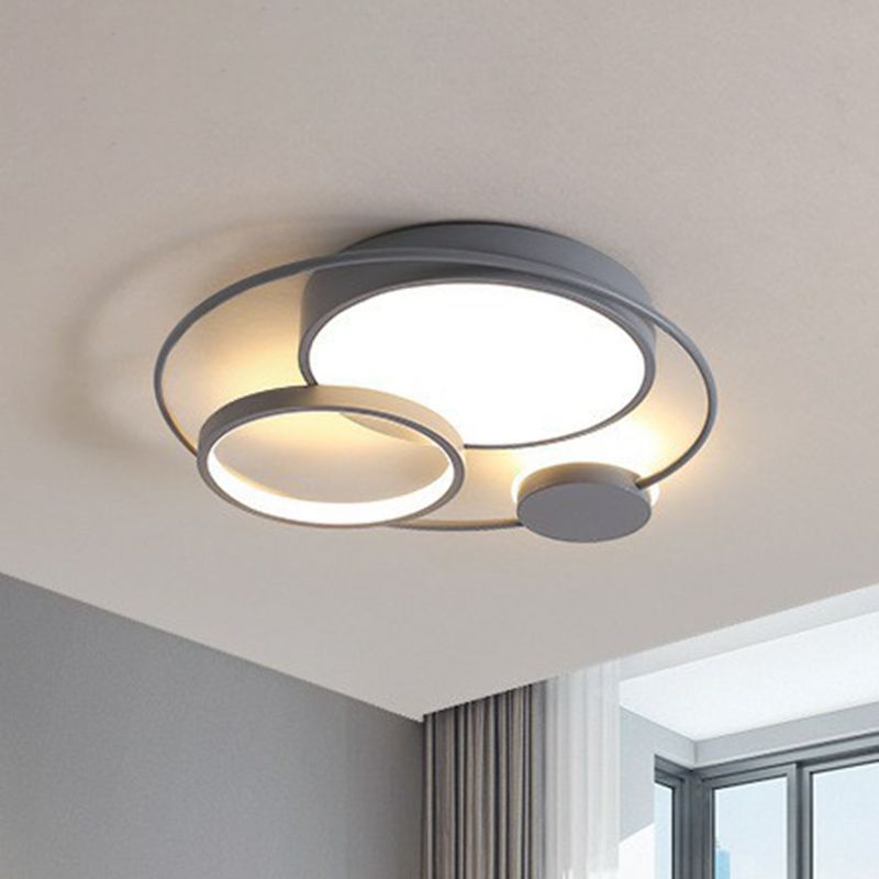 Arisha Circular LED Flush Mount Ceiling Light, Acrylic, 15.7-23.6in | Black-White or Grey | 3-Color or Dimmable