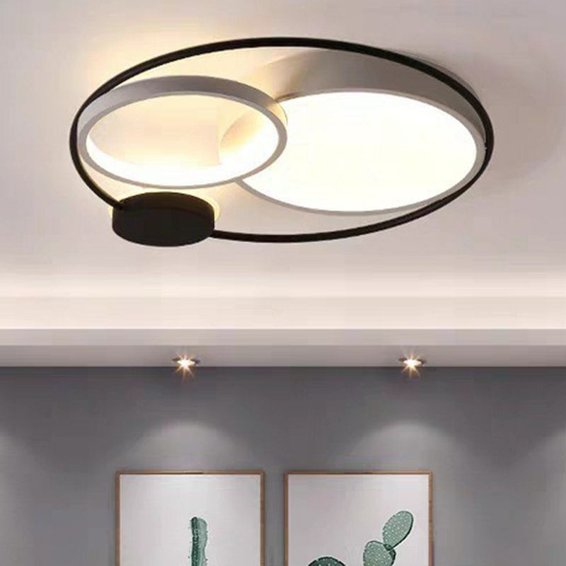 Arisha Circular LED Flush Mount Ceiling Light, Acrylic, 15.7-23.6in | Black-White or Grey | 3-Color or Dimmable