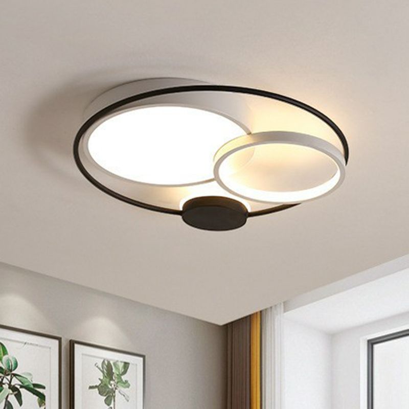 Arisha Circular LED Flush Mount Ceiling Light, Acrylic, 15.7-23.6in | Black-White or Grey | 3-Color or Dimmable