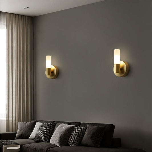 Arisha | Modern Cylindrical Metal LED Wall Lamp with Elegant Gold Finish | Stylish Lighting for Living Room and Bathroom 0