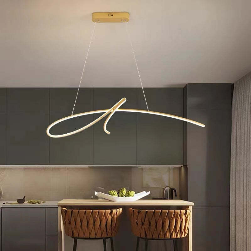 Arisha Curved Metal Pendant Light | Black/Gold | 3 Light Options