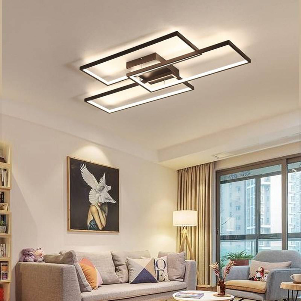 Arisha | Rectangular Flush Mount Ceiling Light with Dimmable Feature | Elegant Metal Design for Modern Spaces 0
