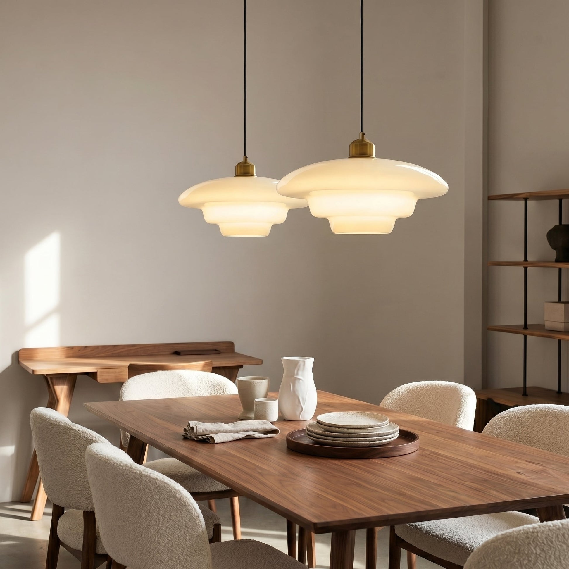 Art Deco Glass Pendant Light Fixture with Layered Design | Elegant Hanging Lights for Warm Home Ambiance 0