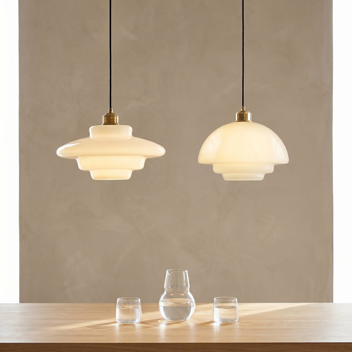 Art Deco Glass Pendant Light Fixture with Layered Design | Elegant Hanging Lights for Warm Home Ambiance 1