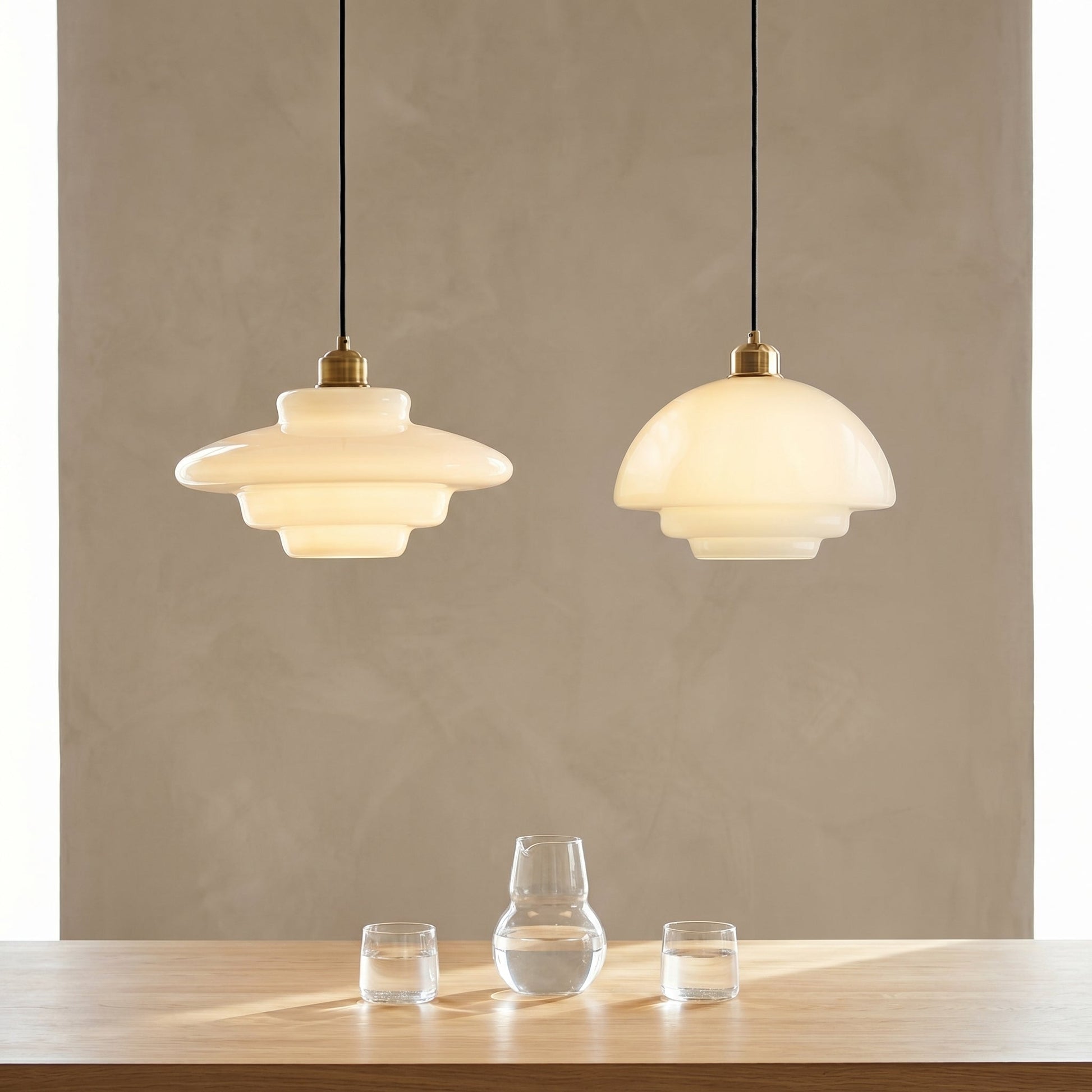 Art Deco Glass Pendant Light Fixture with Layered Design | Elegant Hanging Lights for Warm Home Ambiance 1