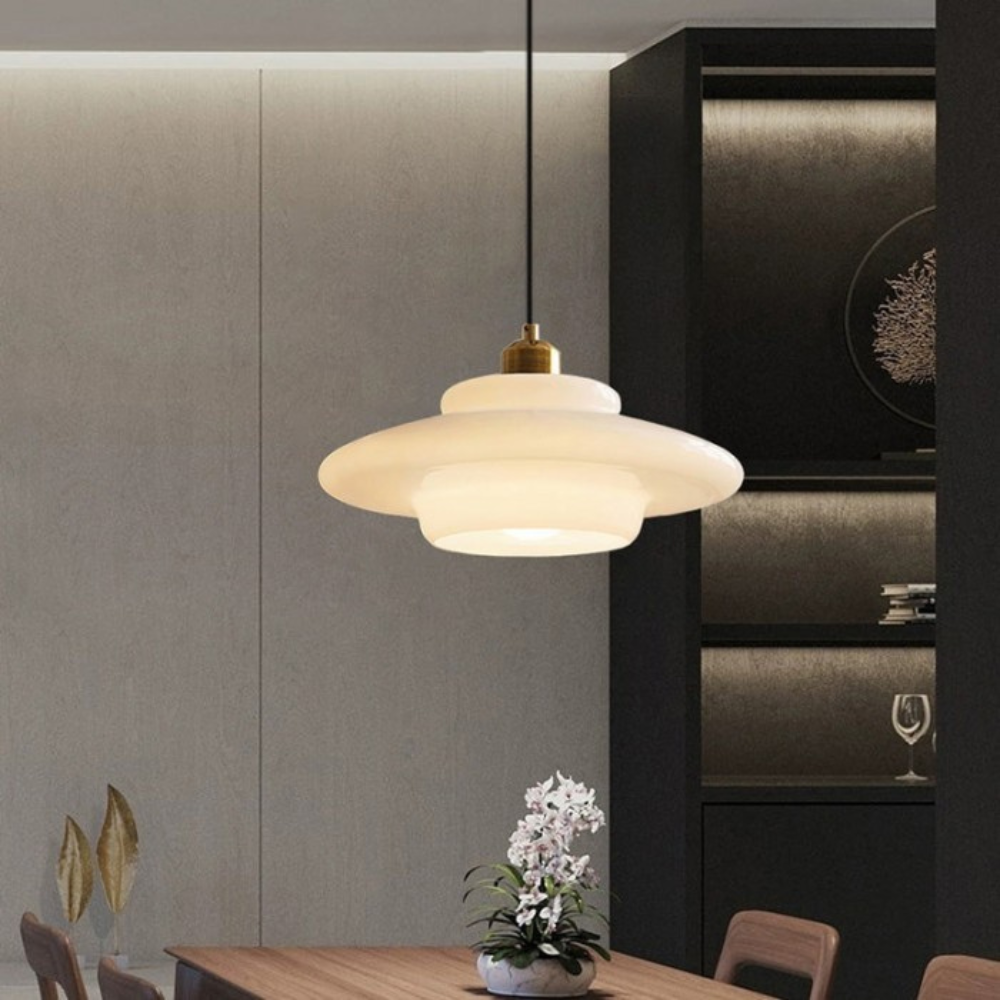 Art Deco Glass Pendant Light Fixture with Layered Design | Elegant Hanging Lights for Warm Home Ambiance 10