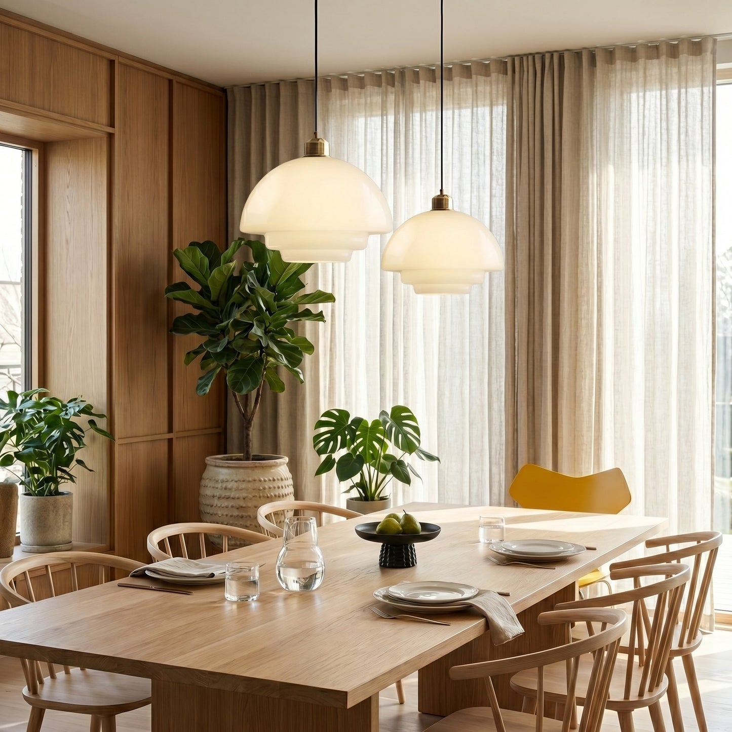 Art Deco Glass Pendant Light Fixture with Layered Design | Elegant Hanging Lights for Warm Home Ambiance 4