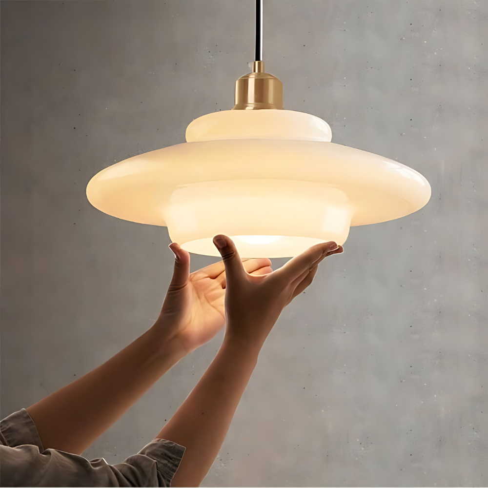 Art Deco Glass Pendant Light Fixture with Layered Design | Elegant Hanging Lights for Warm Home Ambiance 5