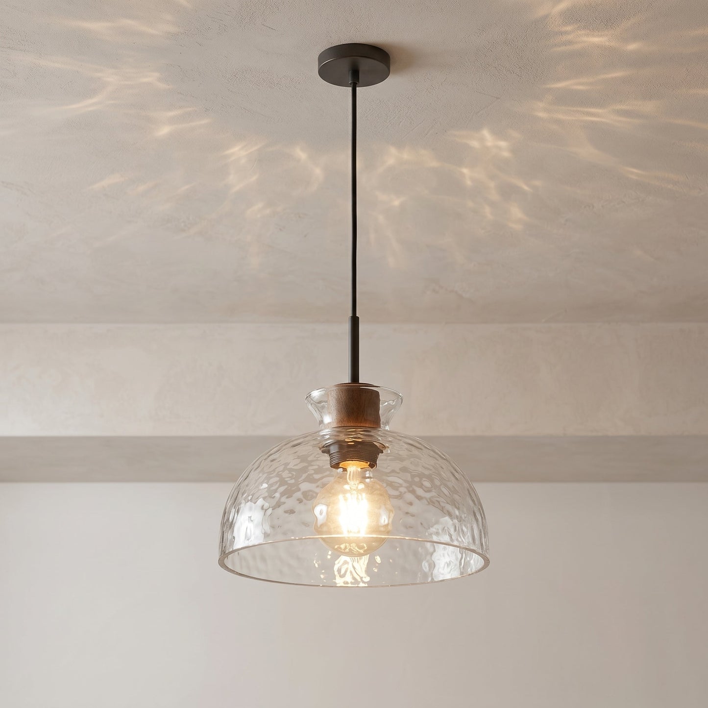 Artisan Collection | Glass Pendant Light with Unique Rippled Texture | Elegant Kitchen Pendant Lighting for Warm Ambient Glow 0