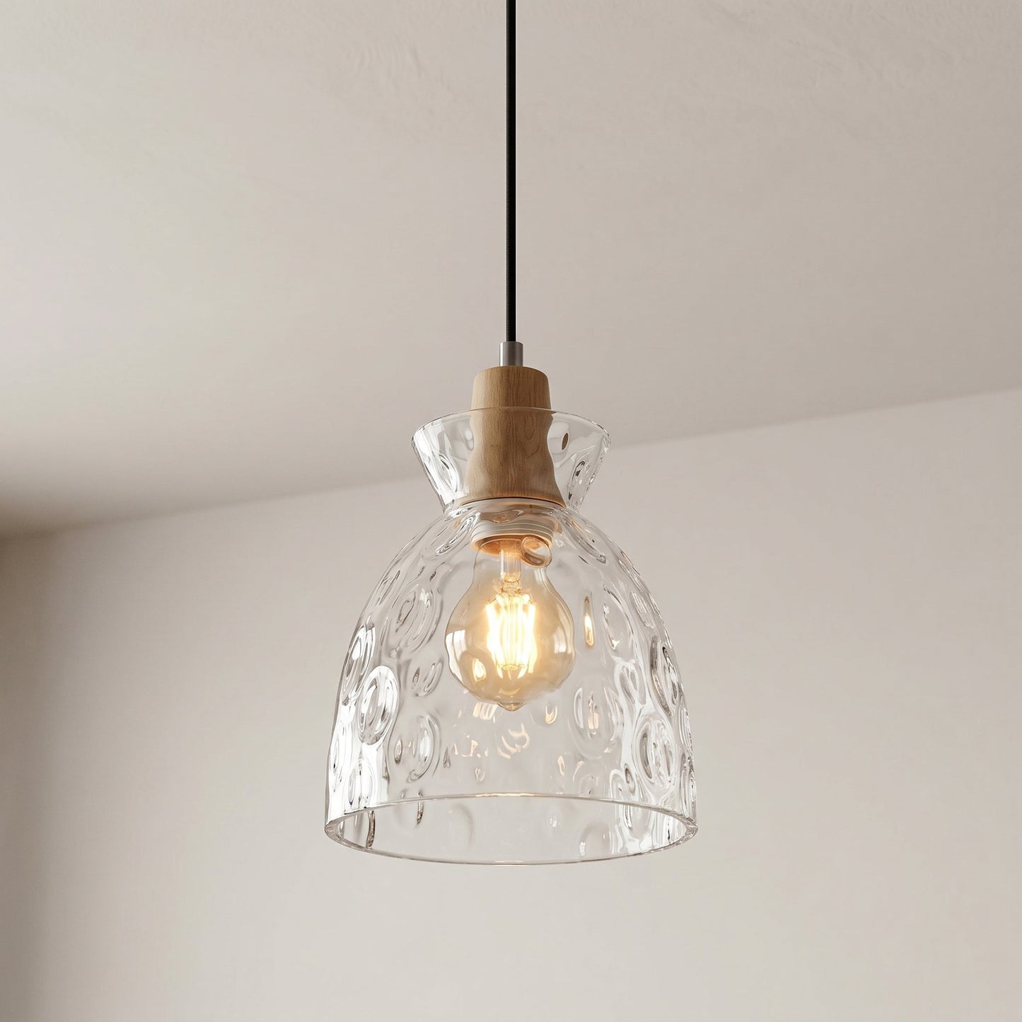 Artisan Collection | Glass Pendant Light with Unique Rippled Texture | Elegant Kitchen Pendant Lighting for Warm Ambient Glow 1