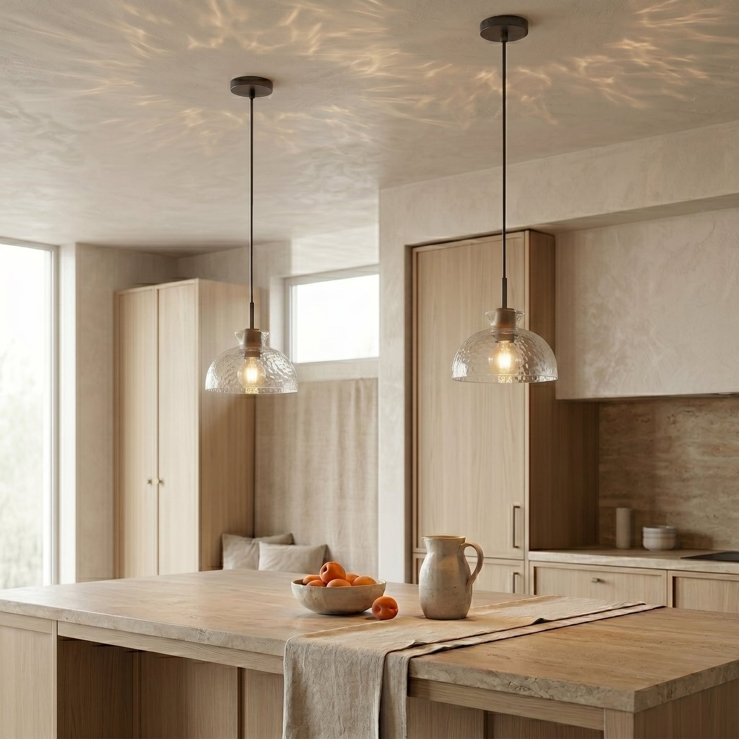 Artisan Collection | Glass Pendant Light with Unique Rippled Texture | Elegant Kitchen Pendant Lighting for Warm Ambient Glow 6