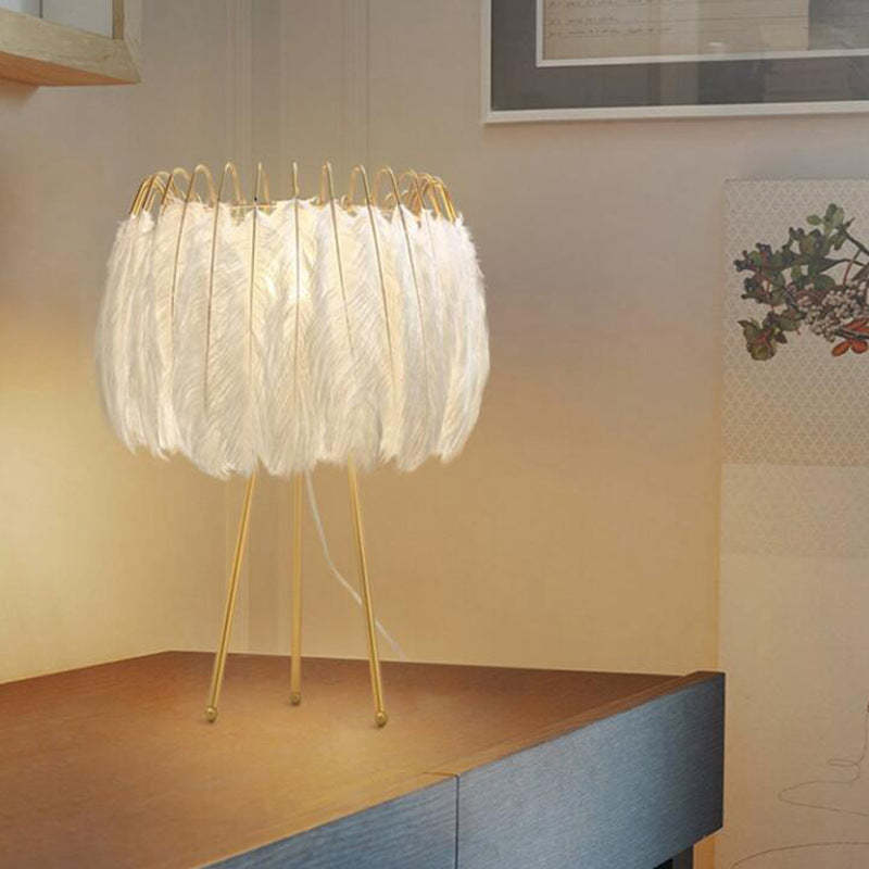 Feather Shade Tripod Lamp | Floor/Table