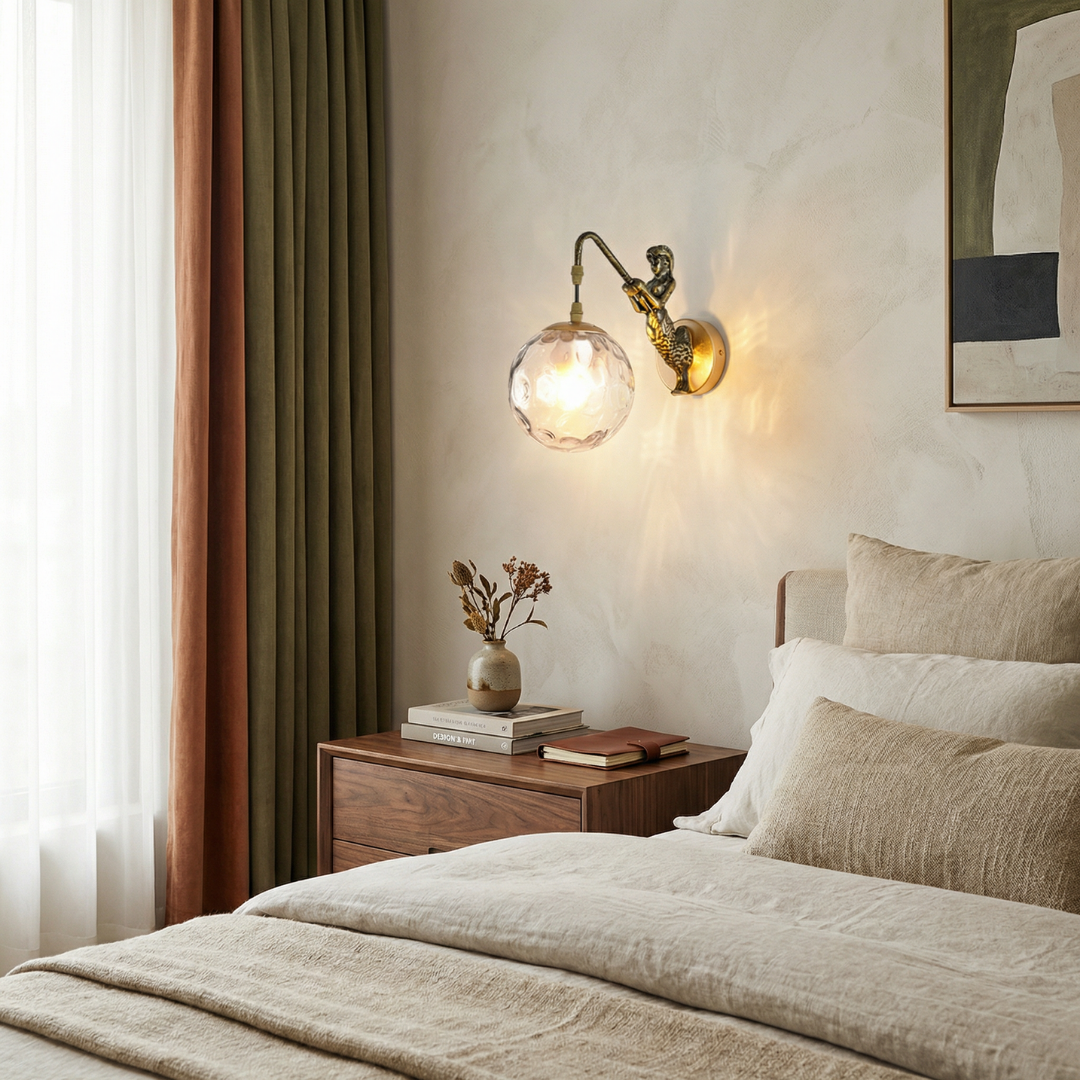 Artistic Wall Sconce Lighting | Sculptural Mermaid Design with Glass Shade | Unique Wall Lights for Cozy Ambiance 1