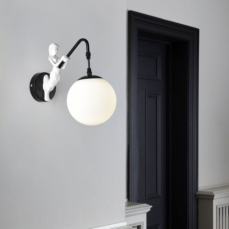 Artistic Wall Sconce Lighting | Sculptural Mermaid Design with Glass Shade | Unique Wall Lights for Cozy Ambiance 10