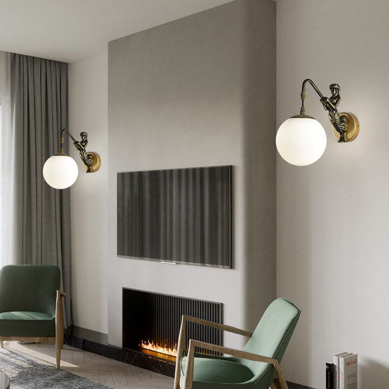 Artistic Wall Sconce Lighting | Sculptural Mermaid Design with Glass Shade | Unique Wall Lights for Cozy Ambiance 12