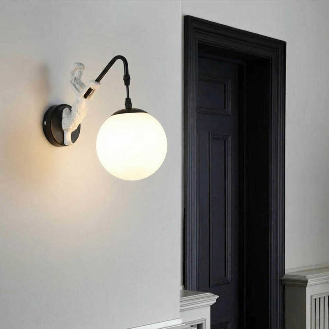 Artistic Wall Sconce Lighting | Sculptural Mermaid Design with Glass Shade | Unique Wall Lights for Cozy Ambiance 3